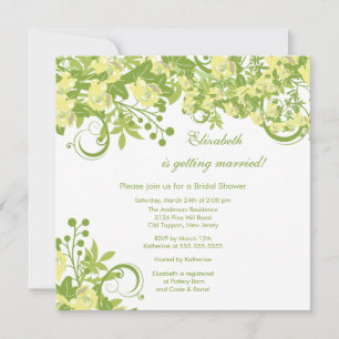 Spring Floral Bridal Shower Invitation Yellow Kaart
