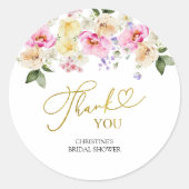 Spring Floral Bridal Shower Thank You Sticker (Devant)