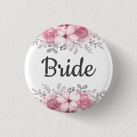 Spring Floral bride bruiloft Button (Voorkant)