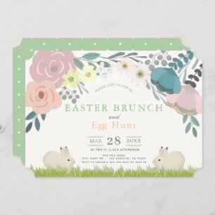 Spring Floral Bunnies Easter Brunch & Egg Hunt Kaart