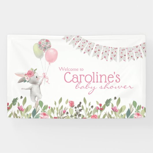 Spring Floral Bunny Baby shower Banner (Horizontaal)