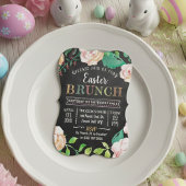 Spring Floral Chalkboard Easter Brunch Kaart