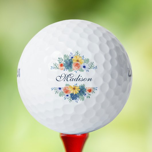 Spring Floral Chic Moderne gepersonaliseerde naam Golfballen