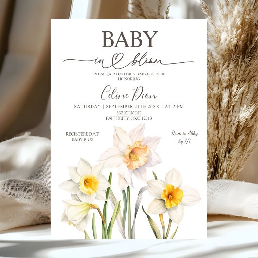 Spring Floral Daffodil Baby Shower Kaart