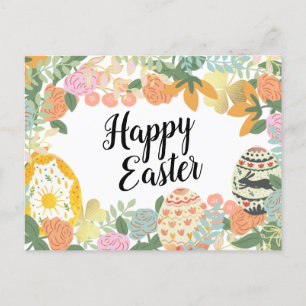 Spring Floral Egg Hunt Clover Happy Pasen Feestdagenkaart