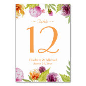 Spring Floral Elegant Chic Wedding Table Number Kaart (Achterkant)