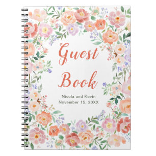 Spring Floral Flowers Wedding Guest Book Notitieboek