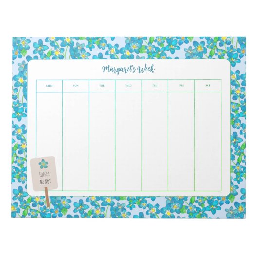 Spring Floral Forget Me Not Weekly Planner Notitieblok (Voorkant)