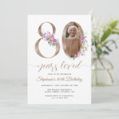 Spring Floral Foto 80e verjaardag Kaart (Staand voorkant)