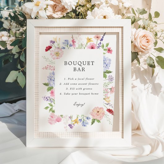 Spring Floral Frame Bouquet Bar Poster