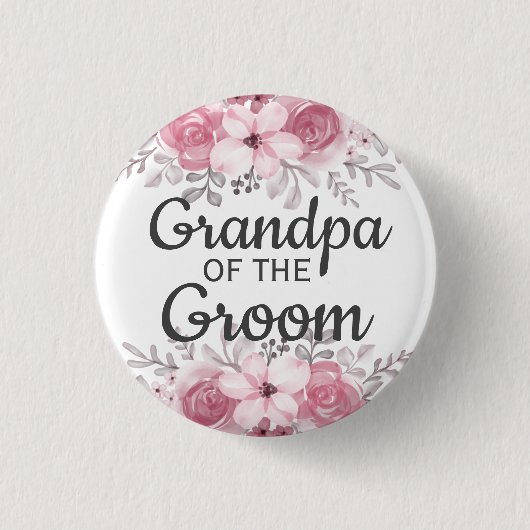 Spring Floral grandpa van de groom Button (Voorkant)