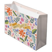 Spring Floral Happy Easter Large Gift Bag Groot Cadeauzakje (Voorkant Gekanteld)