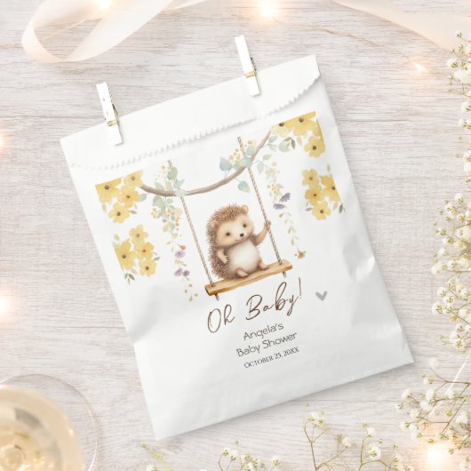 Spring Floral Hegehog Oh Baby shower Bedankzakje (Geknipt)