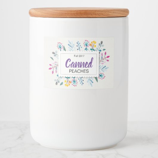 Spring Floral Ingeblikte Perziken Voedselcontainer Etiket (Voorkant)