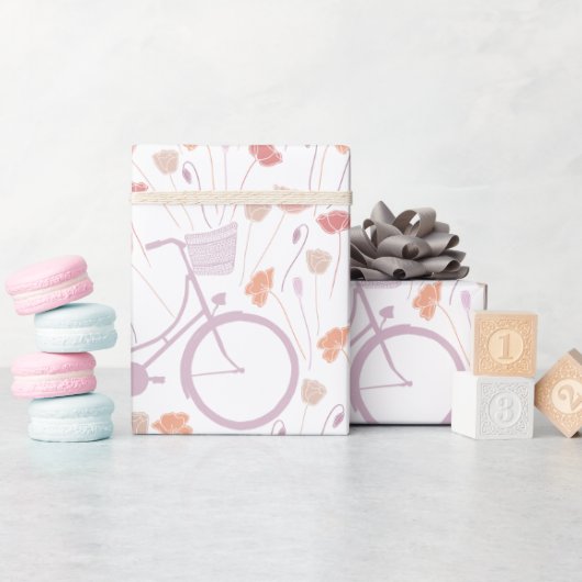 Spring Floral Lavender Coral  fiets Cadeaupapier (Baby Shower)