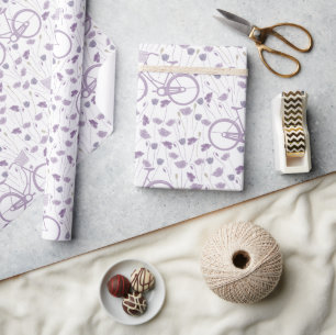 Spring Floral Lavender Paarse fiets Cadeaupapier