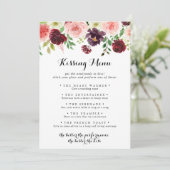 Spring Floral Mariage Kissing Menu Carte de jeu (Debout devant)