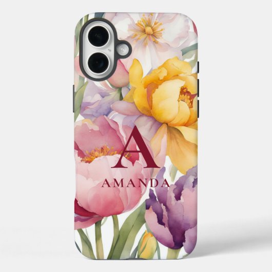 Spring Floral Monogram Case-Mate iPhone Case (Achterkant)