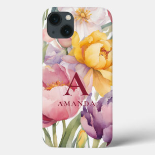 Spring Floral Monogram iPhone 13 Hoesje