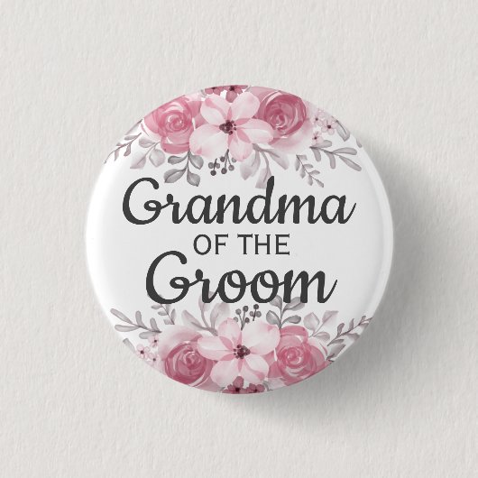 Spring Floral oma van de groom Button (Voorkant)