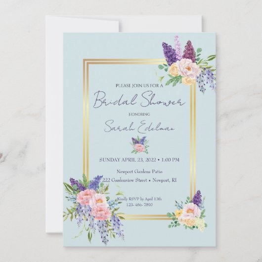 Spring Floral Pastel Bridal Shower Kaart (Voorkant)