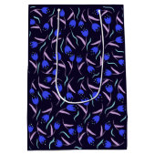 Spring Floral Pattern Dark Blue Medium Cadeauzakje (Achterkant)