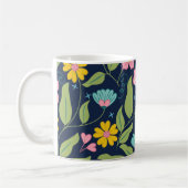 Spring Floral Pattern op Donkerblauw Koffiemok (Links)
