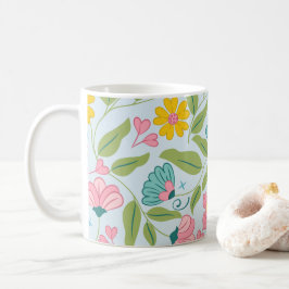 Spring Floral Pattern op lichtblauw Koffiemok