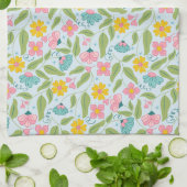 Spring Floral Pattern op lichtblauw Theedoek (Gevouwen)
