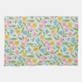 Spring Floral Pattern op lichtblauw Theedoek (Horizontaal)