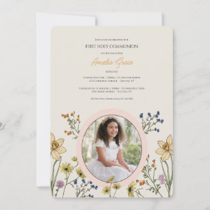 Spring Floral Photo Invitation Kaart