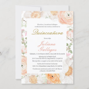 Spring Floral Quinceanera uitnodiging