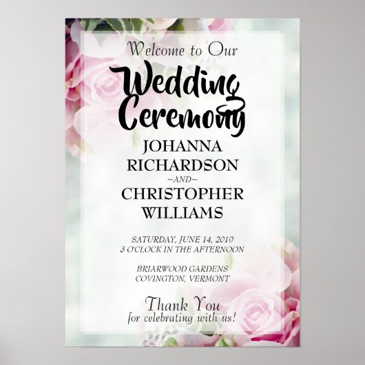 Spring Floral roze Roses & Peonies Weduwschap Welk Poster (Voorkant)