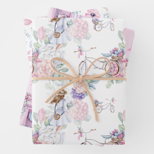 Spring Floral | Roze telefooncel Inpakpapier Vel (In situ)