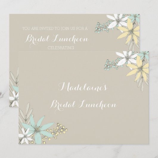 Spring Floral Rustic Bridal Lunch Uitnodigingen (Voorkant / Achterkant)