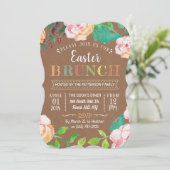 Spring Floral Rustic Kraft Easter Brunch Kaart (Staand voorkant)