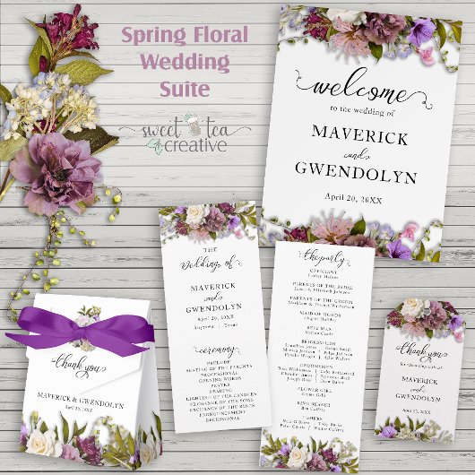 Spring Floral Rustic Wedding Programme