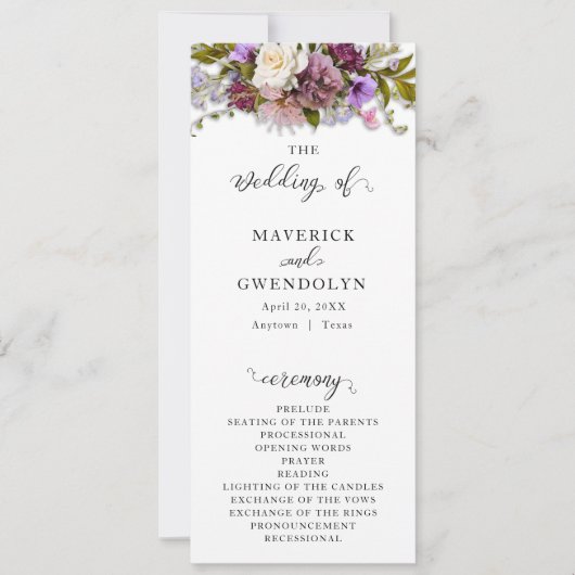 Spring Floral Rustic Wedding Programme (Devant)