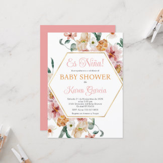 Spring Floral Spain Baby shower Girl Kaart