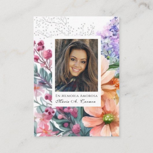 Spring Floral Spain Funeral Prayer Plaatskaartje (Voorkant)