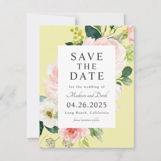 Spring Floral sparen de Datum met Uw Foto Save The Date (Voorkant)