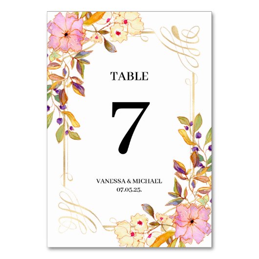 Spring Floral Table Number Kaart (Voorkant)