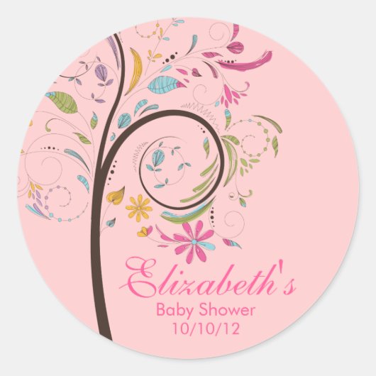 Spring Floral Tree Baby shower Sticker (Voorkant)