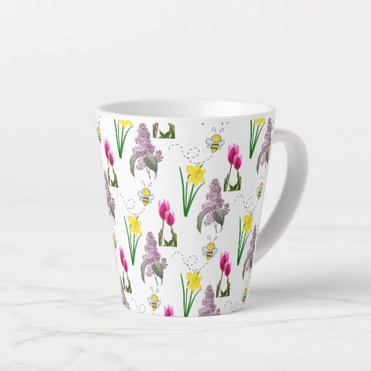 Spring Floral Tulip Daffodils Lilacs Latte Mok (Rechterhoek)