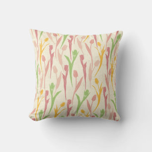 Spring Floral Tulip Pink Yellow Green Pattern Kussen