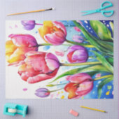 Spring Floral Tulips Tissue Paper Tissuepapier (Craft)