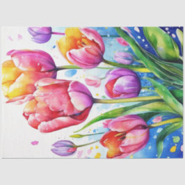 Spring Floral Tulips Tissue Paper Tissuepapier