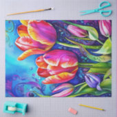 Spring Floral Tulips Tissue Paper Tissuepapier (Craft)