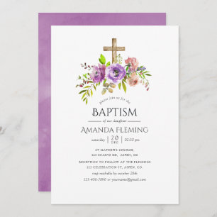 Spring Floral Waterverf Baptism of Christening Kaart