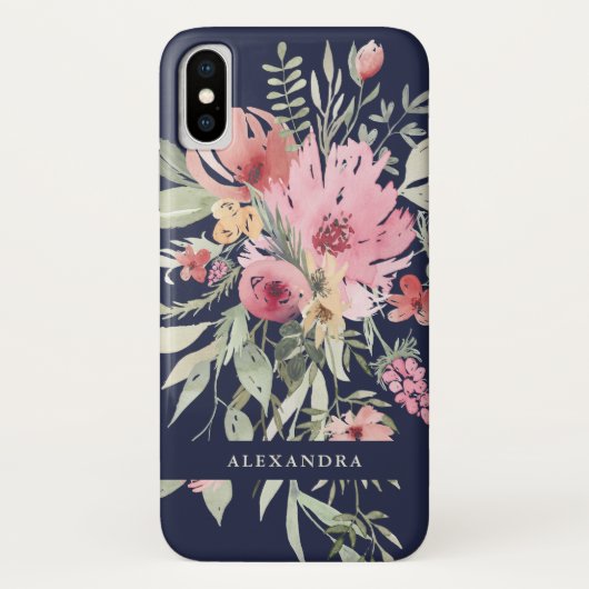 Spring Floral | Waterverf Bloemen met jouw naam Case-Mate iPhone Case (Achterkant)